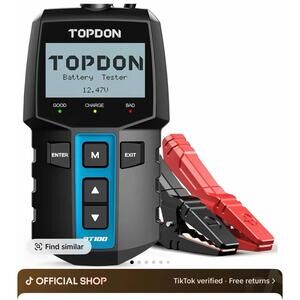 TOPDON BT100 Car Battery Tester 12V Load Tester, 100-2000 CCA Automotive Alterna